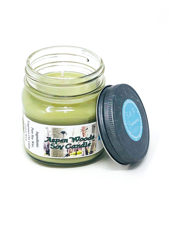 aspen woods 8 oz mason jar soy candle