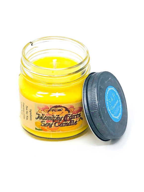monkey farts soy candle mason jar