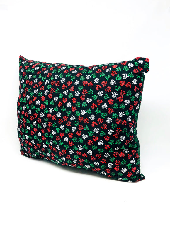 Holiday Paw Prints Throw Pillow