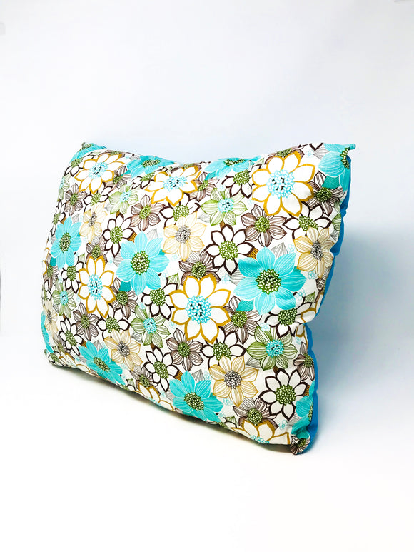 Turquoise Flowers Throw Pillow